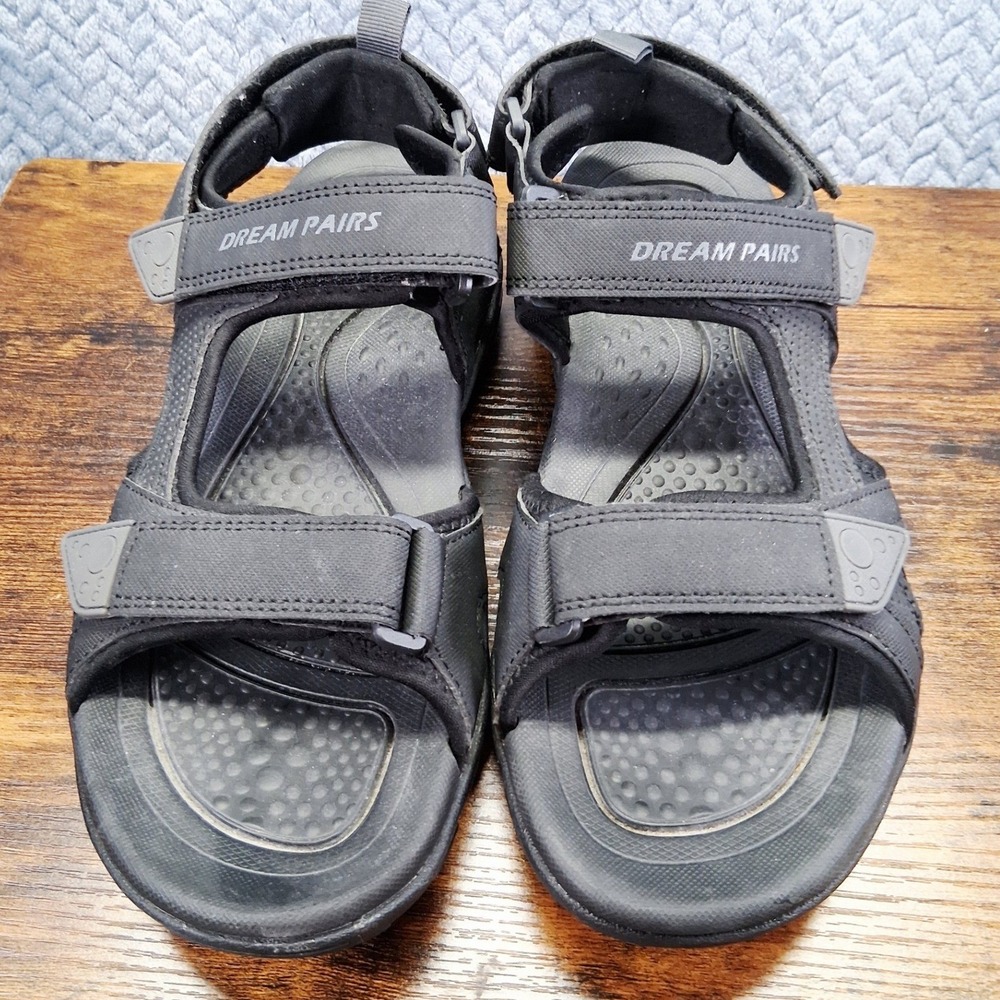 Dream Pairs Mens Sport Sandals Black Grey Hiking Outdoor Size 9 Granola Summer